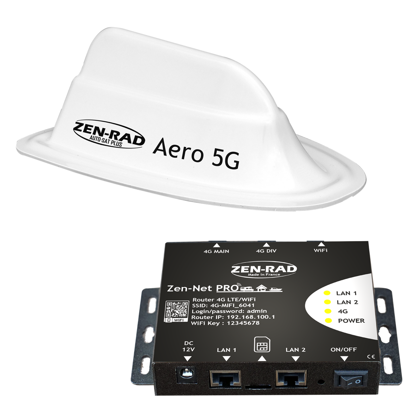 Pack Internet Aero - antenne 5G/4G + routeur ZEN-NET PRO - idéal camping-cars