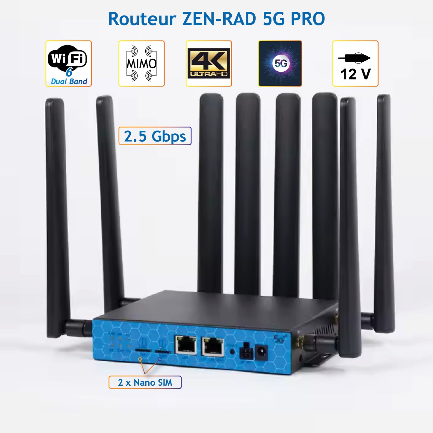 Routeur ZEN-NET 5G Pro  Double Bande WiFi 6 - 5G - 2.5G WAN/LAN avec Dual SIM