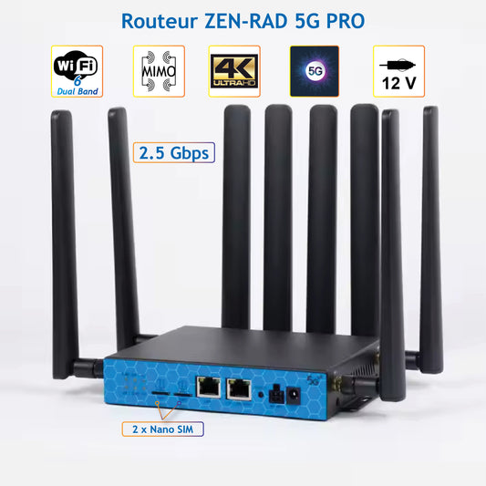 Routeur ZEN-NET 5G Pro  Double Bande WiFi 6 - 5G - 2.5G WAN/LAN avec Dual SIM