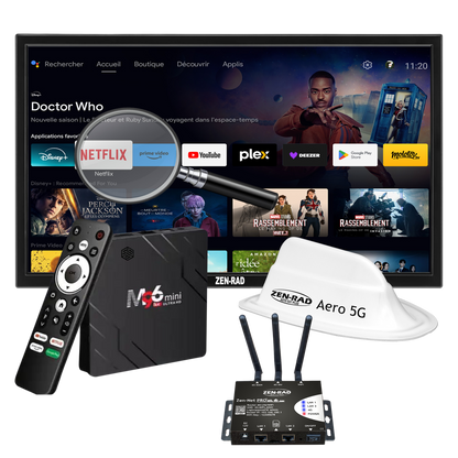 Pack Trio 360° Zenelec Media Routeur 4G + Antenne Aero 5G + Android 13 TV Smart Box 8K