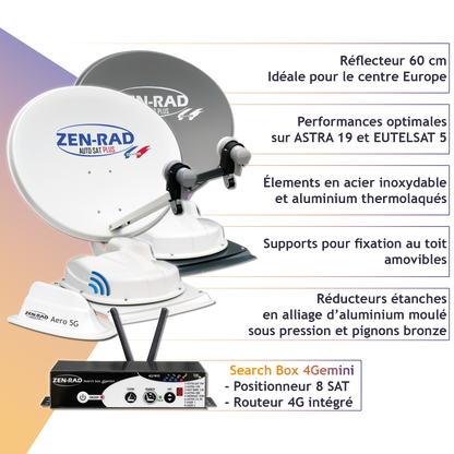 🏷️ Antenne satellite automatique + Internet - AUTO-SAT 4Gemini 60 + SEARCH BOX 4Gemini