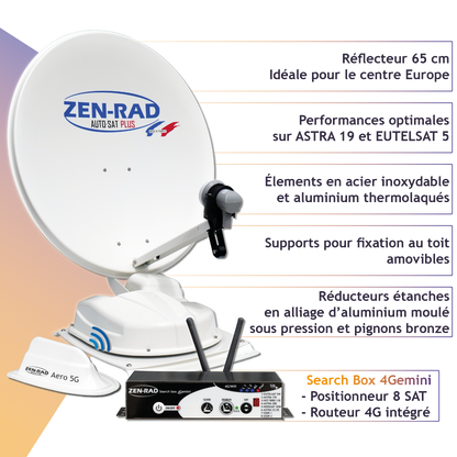 🏷️Antenne satellite automatique + Internet - AUTO-SAT 4Gemini 65 + SEARCH BOX 4Gemini