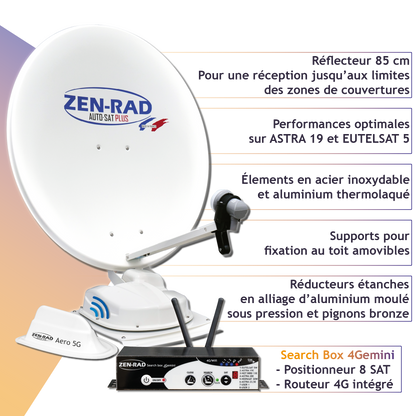 🏷️Antenne satellite automatique + Internet - AUTO-SAT 4Gemini 85 + SEARCH BOX 4Gemini